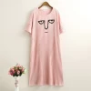 Womens Nightgown Cotton Sleep Shirt Printed Short Sleeve Scoopneck Sleep  Nightshirt