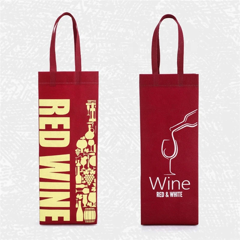 Xinzhengyuan Promotional Custom Eco-Friendly Reusable Handle Gift Packaging Double Printed Bottle Non Woven Wine Bag