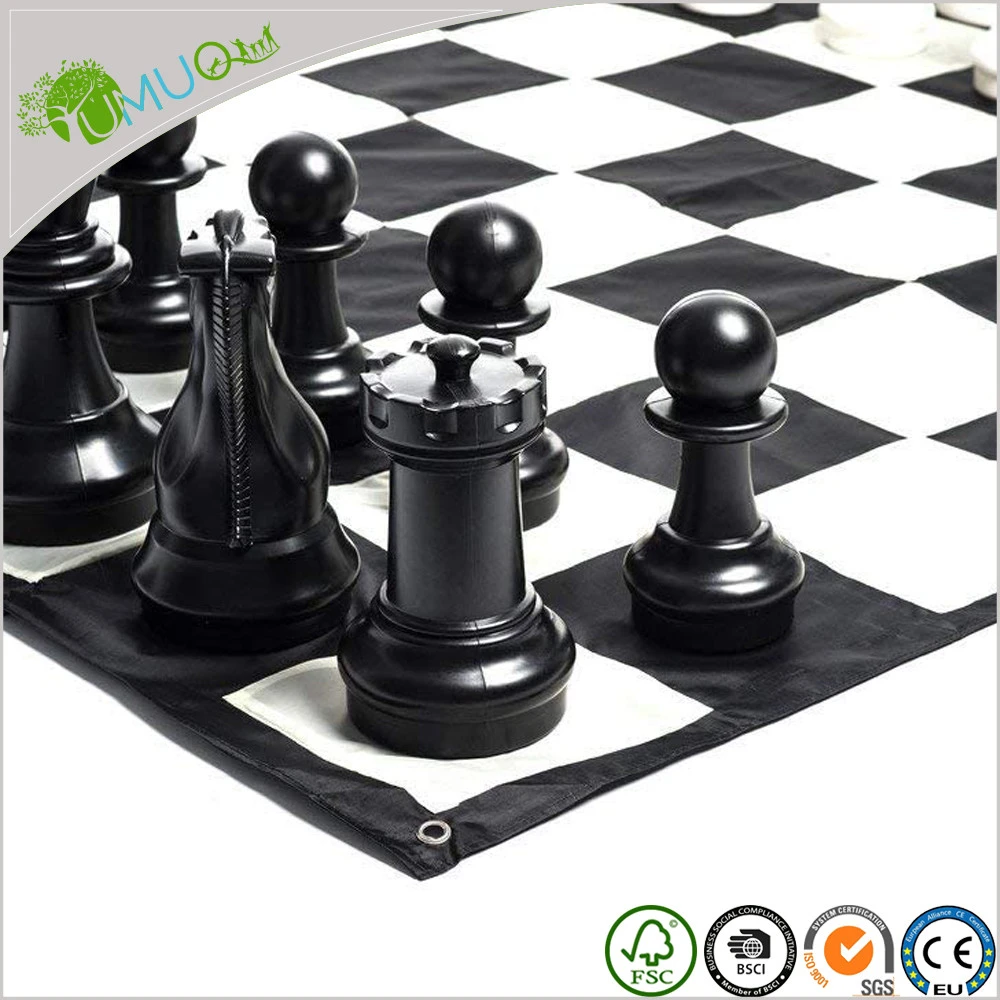 YumuQ Large Chess Game Set with Fold Nylon Mat, Giant Chess/Checkers Game for Outdoor Garden, Backyard Lawn