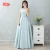 Import ZH1151Lcustom A line shoulder floor length satin elegant wedding bridesmaid dress from China