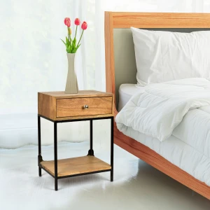 Spitiko Homes Solid wood and Iron frame Bedside table 17 X 13  24