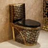 Black and gold plated toilet metallic chrome wc