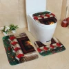 3 pieces bathroom Carpet set Christmas decorative Toilet Mat Three Sets of Bath Mat