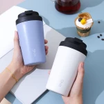 380ml inner ceramic thermos coffee mug tumbler Vacuum Insulated travel stainless steel mug cup