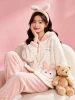 Winter Thick Flannel Pajama Set Warm Soft Sleepwear Long Sleeve Home Clothes Description