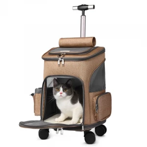 Pet trolley backpack Pet Travel Backpack Wheel Pet Bag Pet Trolley Case with Telescopic Handle