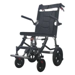 Elderly Portable Aluminium Wheelchair Lightweight Shock Absorbing Travel Wheelchair