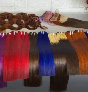 Colorful straight hair extension long/short made in Viet Nam