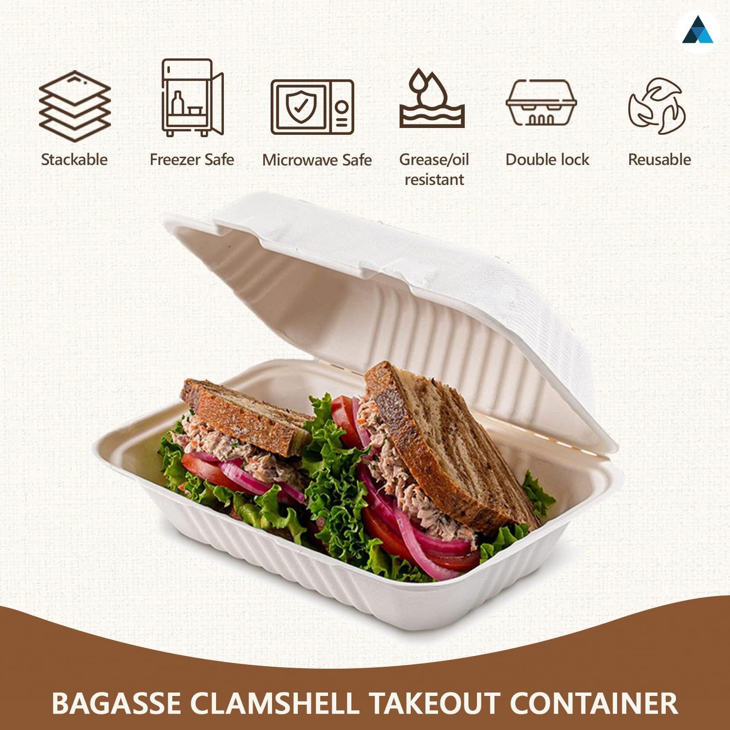 Buy Biodegradable Bagasse Sugarcane Clamshell Box For Food Takeaway ...
