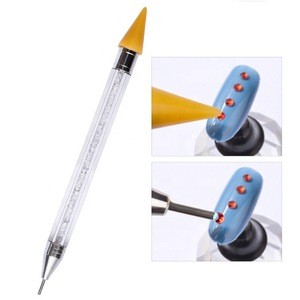1 Pcs UV Gel Painting Nail Art Dotting Pen Acrylic Handle Rhinestone Crystal 2 Way Brush Salon Decoration Manicure Tools Kit