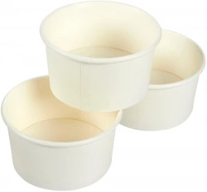 100 Pack Disposable Paper Cups, Frozen Yogurt Dessert Paper Cups/Bowls 8-Ounce, White Paper Cups/Bowls