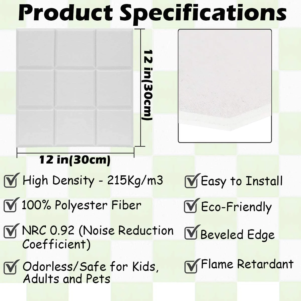12*12inch Acoustic Panels Sound Proof Padding Customized Polyester Felt Fabric Acoustic Panel