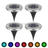 1.2V  8 LED Color Changing Stainless Steel Solar Garden Ground Pathway Buried Disk light