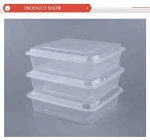 1500ml square food containers plastic disposable to go food boxes with lids