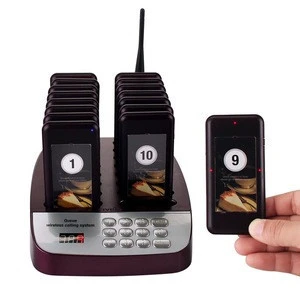 16 Channel Restaurant Coaster Pager Guest Call 433.92MHz Wireless Paging Queuing Calling System