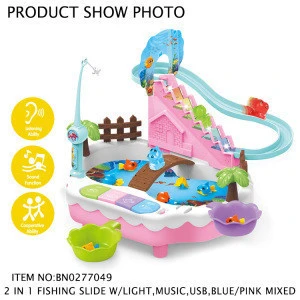 2 In 1 Musical Electric Slide Fishing Set Game Toy For Kids With Light