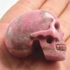 2 Inch Natural Semi Precious Rhodonite Human Head Skull Carving Crafts For Decoration