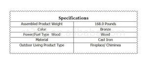 2017 Hot sale new design 53 inch cast iron grape chiminea, wholesale outdoor portable chimenea