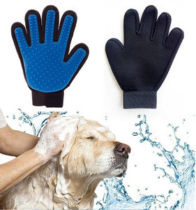 2018 Amazon best seller black dog cat horse pet deshedding brush glove grooming glove for pet 180 255 259 tips