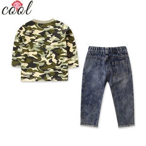 2018 fall/winter cotton children clothes clothing sets  shirt+jeans 2pcs boy clothes