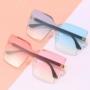 2020 Europe and the United States New Style Oversized Rimless Gradient Sunglasses Women