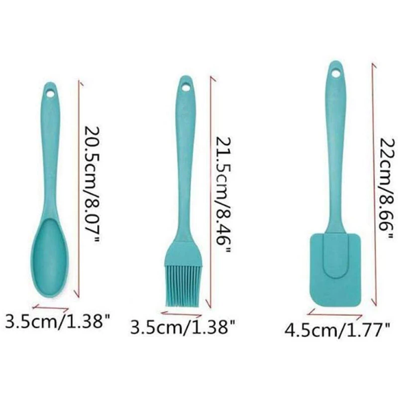 2020 Silicone Spatula Set Heat-Resistant Spatulas &amp; Baking Spoon Basting Brush Cooking Utensil Set of 3(Random Color)