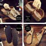 2020 Women Beach Slip On PU Ring Toe Flip Flop Cork Sandals