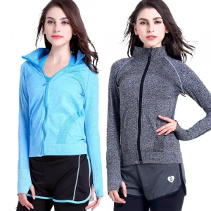 2020 Womens Yoga Workout Track Jacket Full Zip Running Jackets Coats Women Performance Dry-fit Sports Jacket with Stand Collar