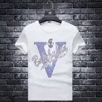 2021 New product summer slim fashion process big V print short sleeves crew neck bling luxury rhinestone t-shirt