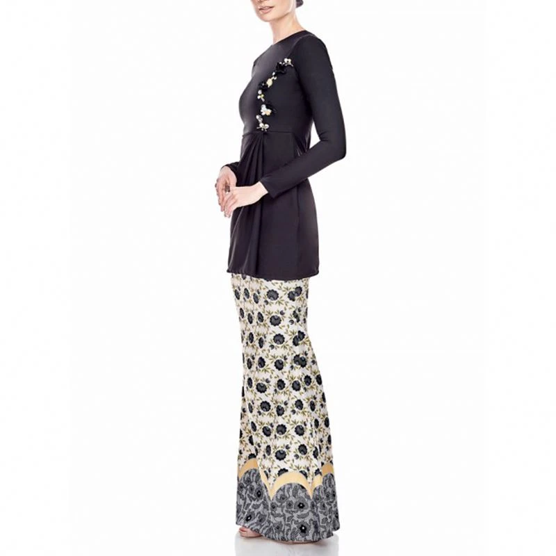 2021 New Women Lace Design Muslim Long Sleeve Baju Kurung Malaysia And Kebaya Abaya Dress