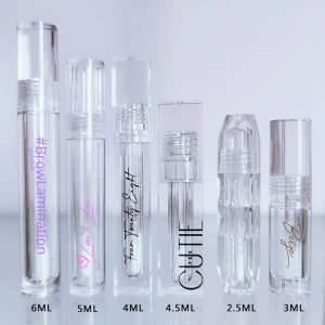 2.5ml 4ml 5ml 6ml Hot selling transparent lip gloss packaging petg round square hexagon clear lip gloss containers tube