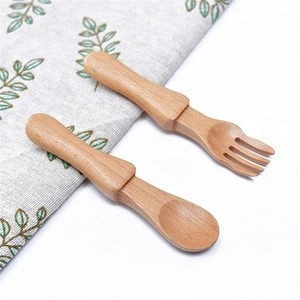 2pcs/set wooden Cutlery Set Dinnerware Set Wooden spoon and fork