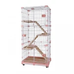 3 layer cheap comfortable iron foldable PE painting wire pet animal crate cat cages 26.77x18.90x55.12 Inches  wire cage