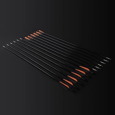 30" Spine 500 Orange black Feather Fiberglass Arrow Archery With Nock  For 30-80lbs Compound / Recurve Bow and Arrow Archery