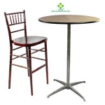 30"   wooden  round cocktail bar table with  pole