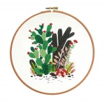 3D Embroidery DIY Cross Stitch Kits Cartoon Flower Patterns Needlework Set with Embroidery Hoop Handmade Arts Crafts Sewing Gift