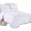 3pcs white quilted laced bedspread