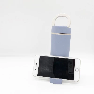 400ml skinny plastic wheat straw bottle with cell phone holder custom logo multifunction water bottle