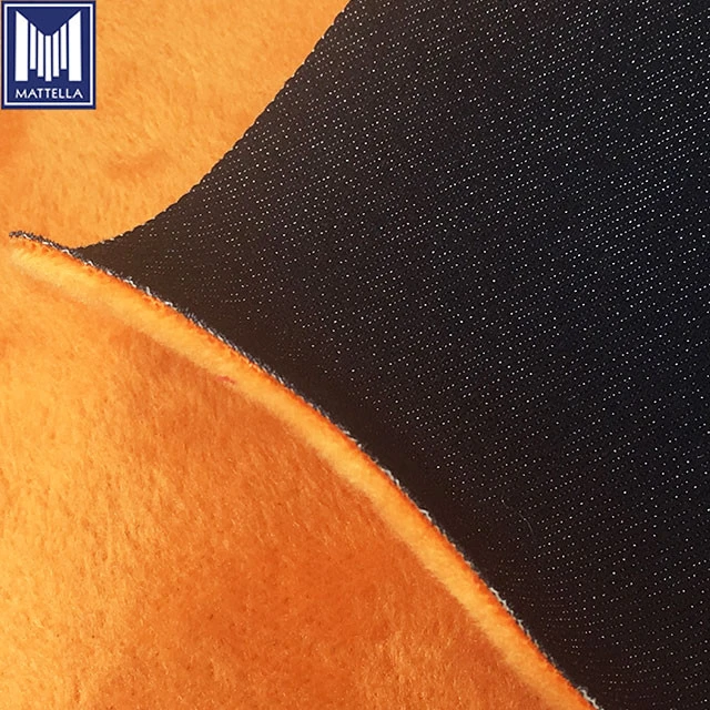 420gsm cheap price good quality stretch orange wool fleece bonded denim fabric