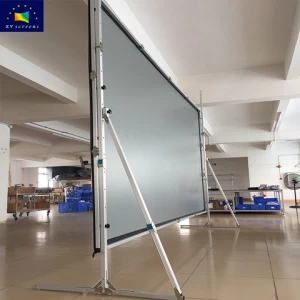 4:3 16:9 200 250 inch large portable outdoor fast fold front rear projector screen with foldable stand and portable flight case