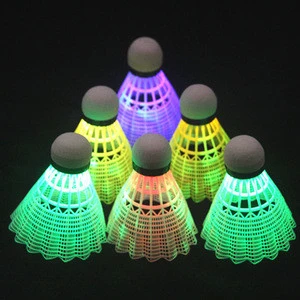 4Pcs Dark Night LED Glowing Light-up Nylon Badminton Birdies Shuttlecocks Indoor &amp; Outdoor Sports Activity