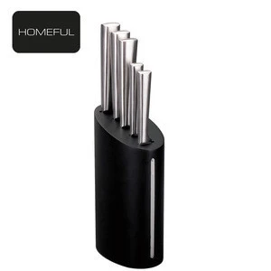 5 piece stainless steel hollow handle kitchen knife set with knife block