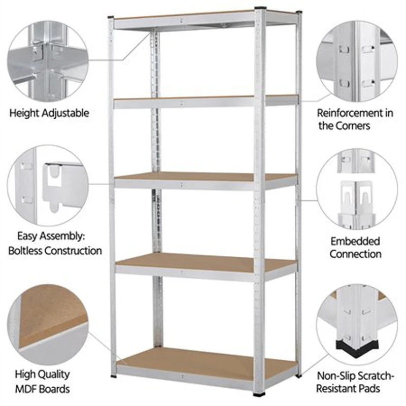5 Tiers Boltless Storage Racking Garage Shelving Shelves Unit Stacking Racks For Home Office School Restaurand etc.