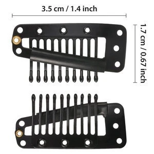 50 Pack Black 10-Teeth Snap-Combing Wig Clips for Hair Extension