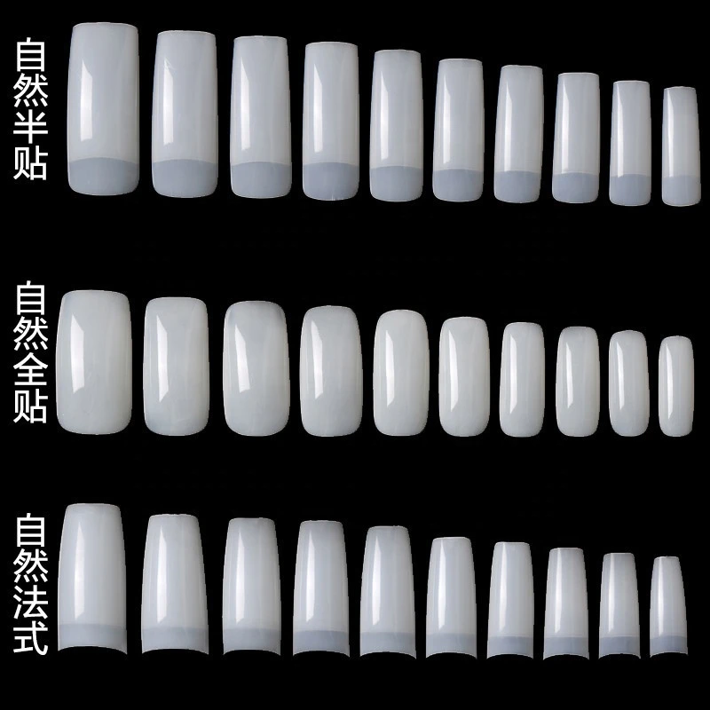 500Pcs/Box False Nail Clear Natural White Half Cover French Nail Tips U-shape Acrylic UV Gel Manicure False Nails Art Tips