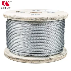 6*12+7FC Wire Cable 1670Mpa Steel Cable 100m/rool 6mm 6x12+7FC Electro Galvanized Wire Rope