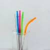 6mm bar accessories 304 stainless steel metal drinking straw with bent silicone tip for 20 oz cup