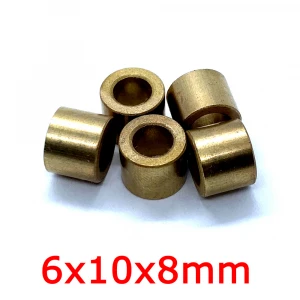 6x10x8mm SAE Oil Sintered PM Bronze Bearing 6mm Spindle Brass Sleeve Bushing Copper Alloy Self Lubricating Plain Bush