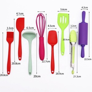 8 pieces set silicone mini kitchen cooking utensils for kids