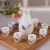 Import 9 Piece Ceramic White and Red Blossom Japanese Sake Set, White wine set from China